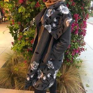 Stunning Grey Coat w/ Embroidered Detail.